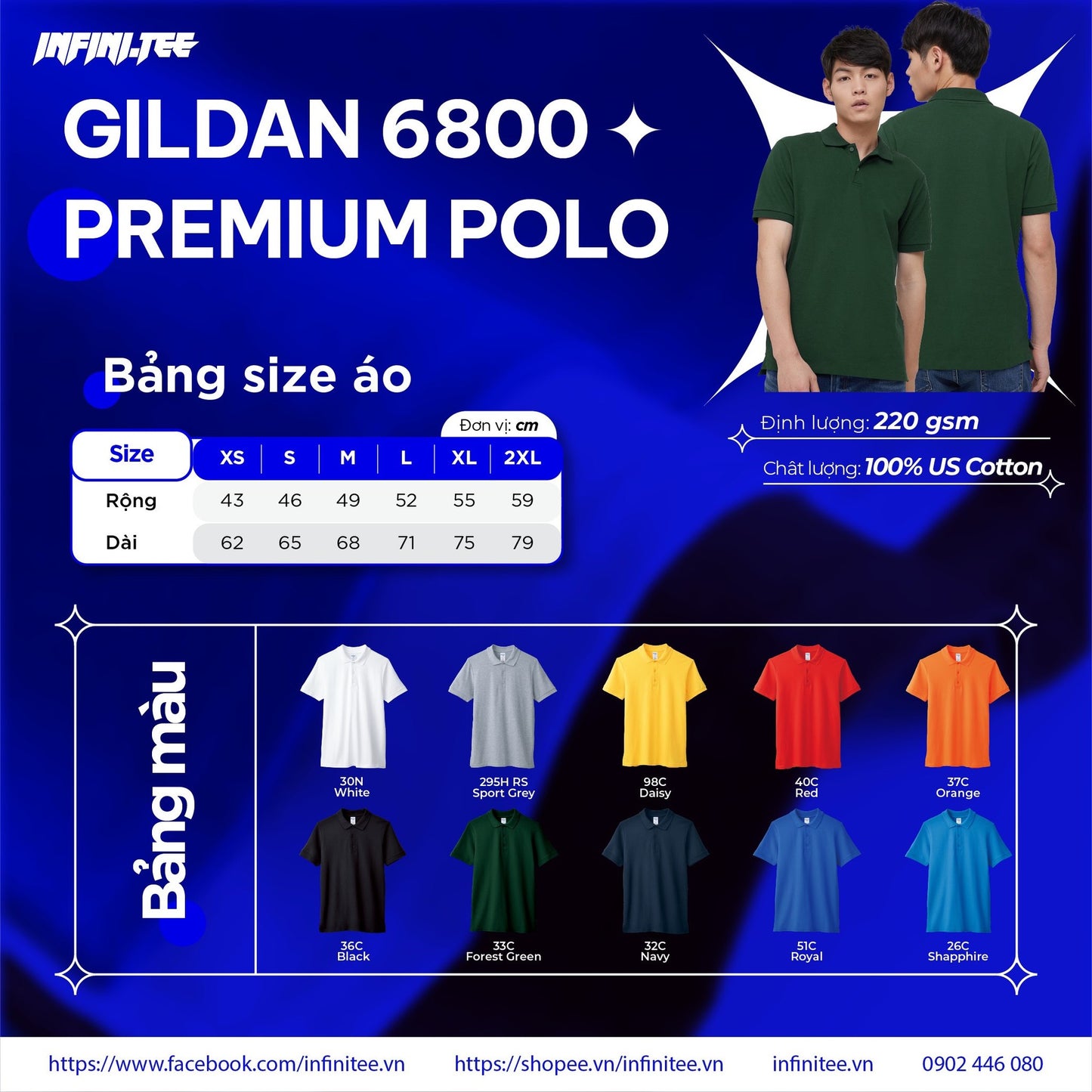 Bộ áo mẫu POLO Premium Gildan 6800
